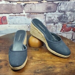 Chadwick's Canvas Espadrille Wedge Heel Mules